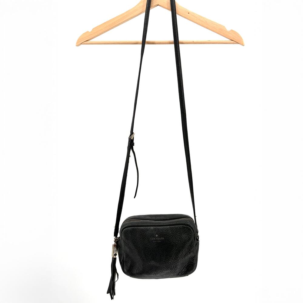 Kate Spade Black 100% Genuine Leather Tassel Crossbody Purse